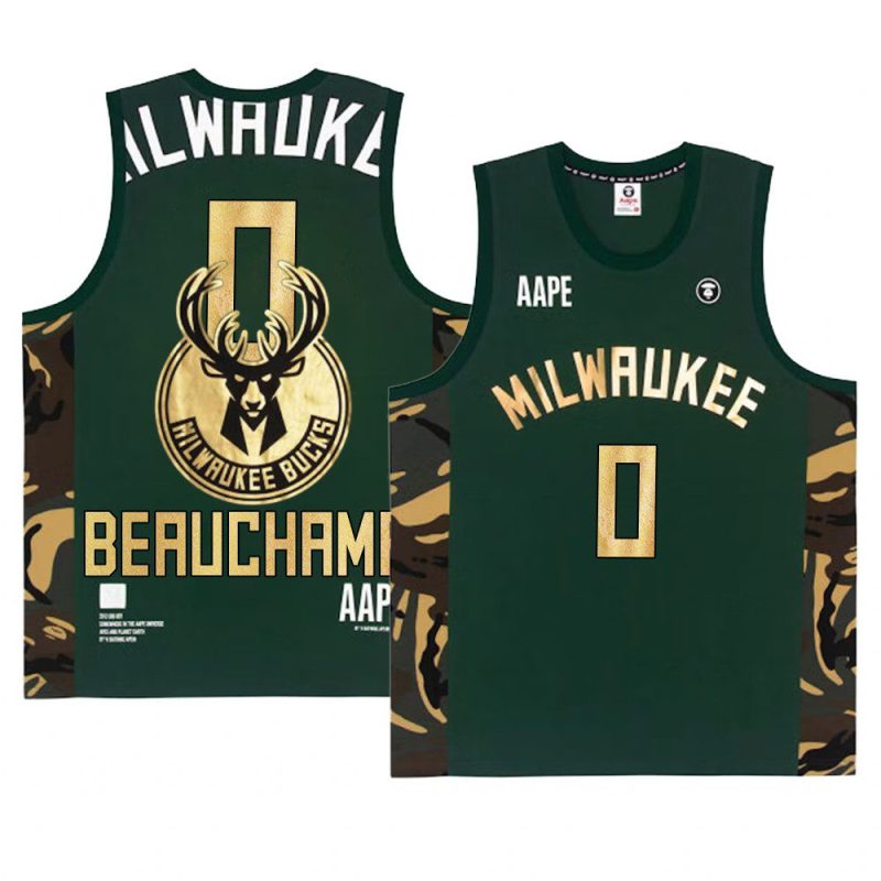 marjon beauchamp basketball tank top aape x nba style ape face green