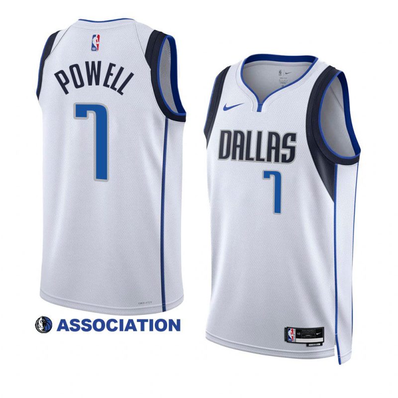 mavericks dwight powell white 2022 23association edition swingman jersey