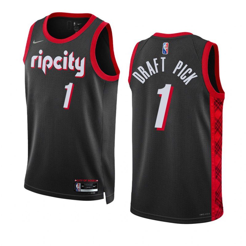 men blazers 2022 nba draft black first round pick jersey