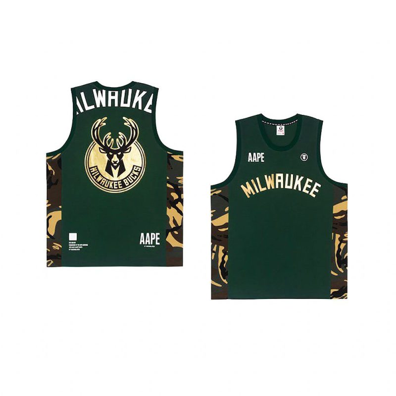 milwaukee bucks green aape x nba style ape face mentank top