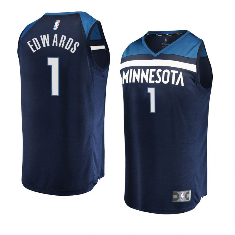 minnesota timberwolves anthony edwards navy replica icon jersey