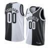 nets custom split jersey men's white black