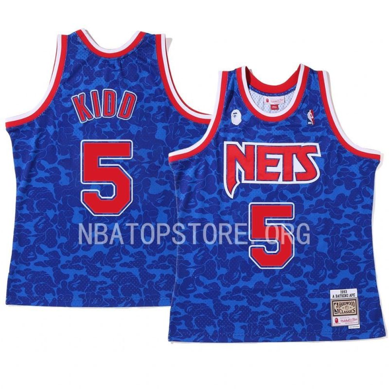 new jersey nets jason kidd royal 2022 bape menjersey