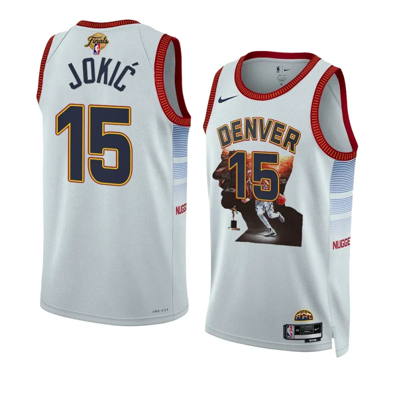 nikola jokic nuggets 2023 finals print graphics whitejersey city edition