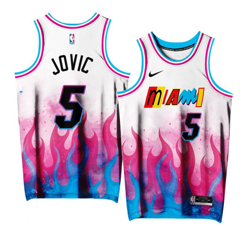 nikola jovic heat mashup flames exclusive editionjersey white