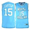 north carolina tar heels 15 vince carter tackle twill basketball light blue jersey