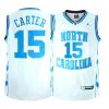 north carolina tar heels 15 vince carter tackle twill basketball white jersey