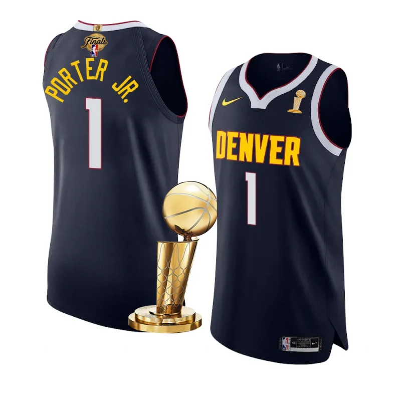 nuggets michael porter jr. 2023 nba finals champions navyauthentic jersey