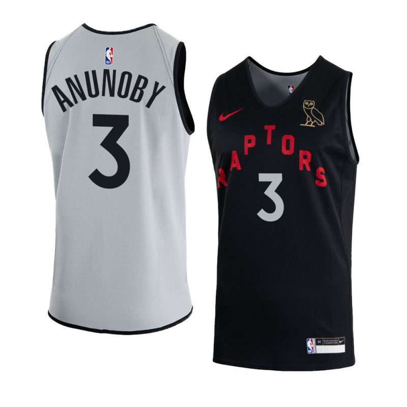 og anunoby jersey 2020 raptors x ovo black gray reversible practice