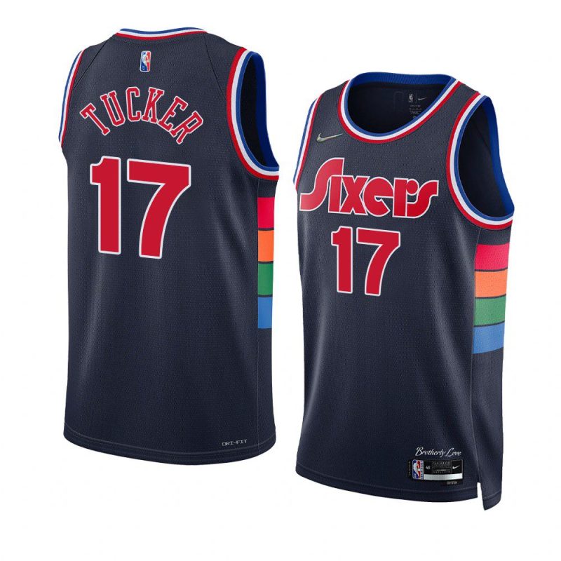 p.j. tucker 76ersjersey city edition navy