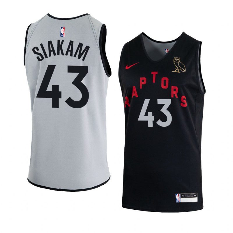 pascal siakam jersey 2020 raptors x ovo black gray reversible practice