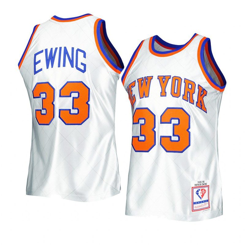 patrick ewing knicks jersey 1985 86 hardwood classics platinum 75th anniversary