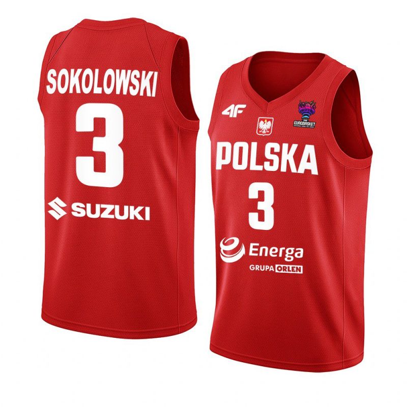 poland fiba eurobasket 2022 michal sokolowski red away jersey