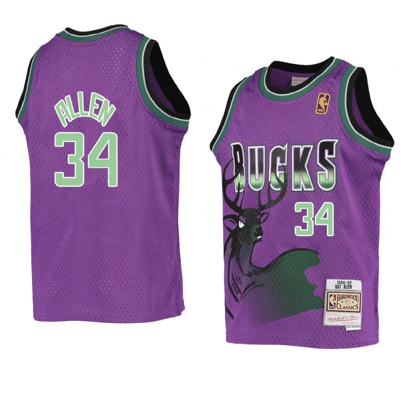 ray allen reload jersey hardwood classics purple 1996 97