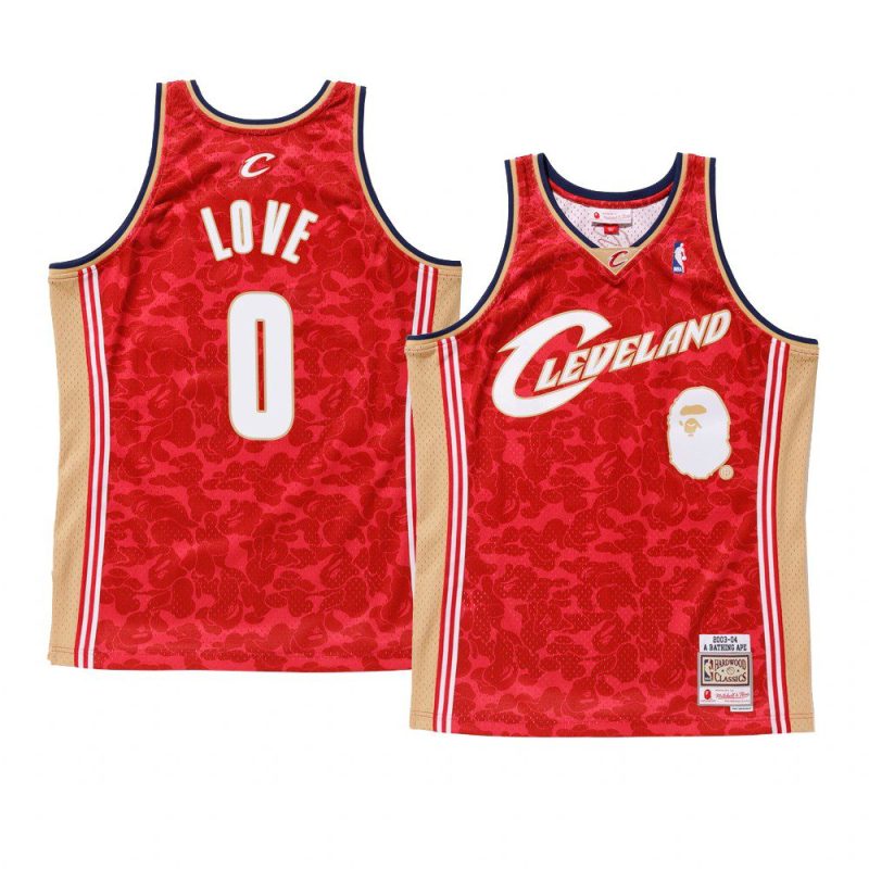 red kevin love bape camo men's jersey