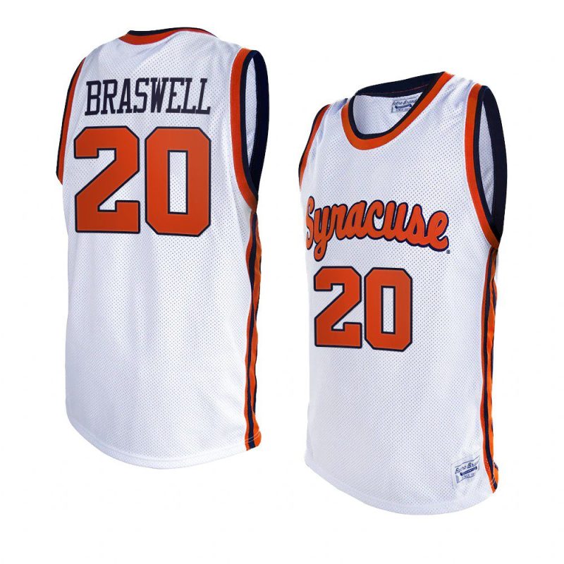 robert braswell original retro jersey college basketball white