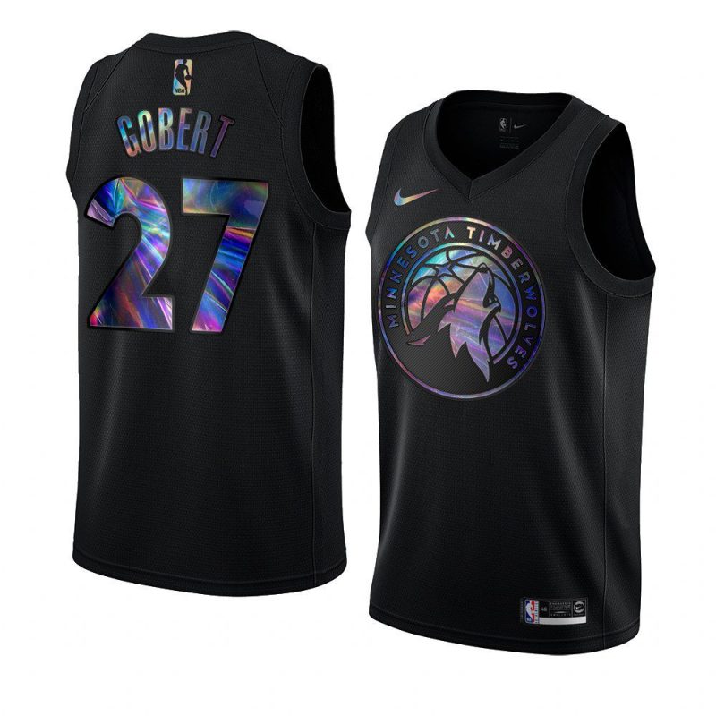 rudy gobert timberwolves iridescent holographic blackjersey black