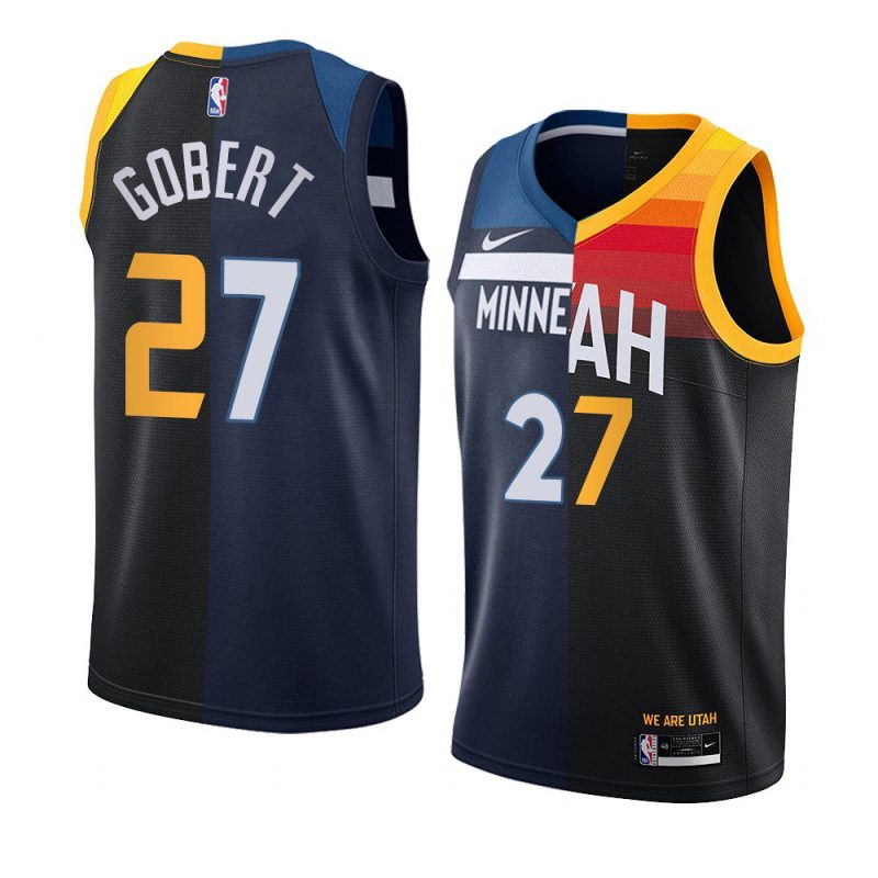 rudy gobert timberwolves x jazz split edition navy blackjersey navy black