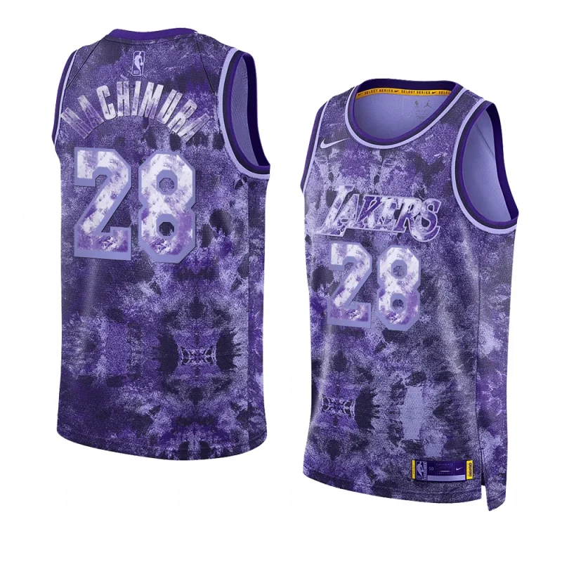 rui hachimura lakers 2023 select series camojersey purple