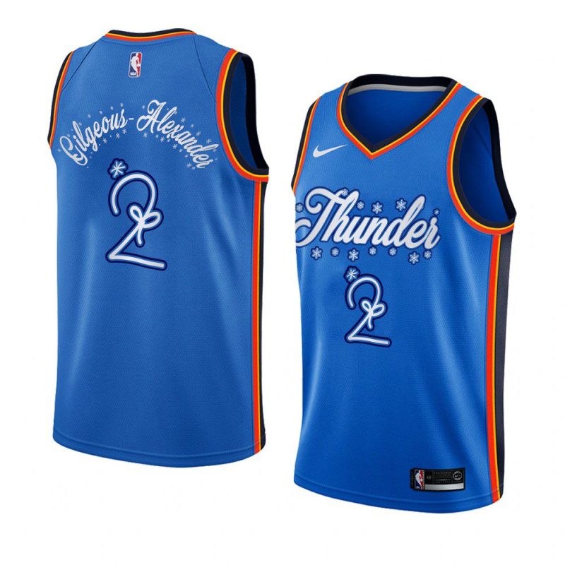 shai gilgeous alexander jersey 2020 christmas night blue festive special edition men