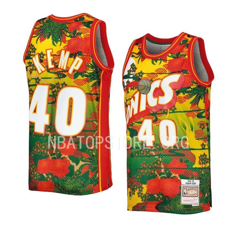 shawn kemp hardwood classics jersey 2023 lunar new year gold