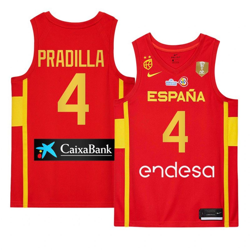 spain team 2023 fiba basketball world cup jaime pradilla red champions patch jersey