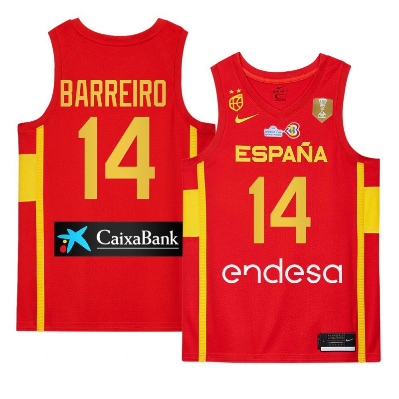 spain team 2023 fiba basketball world cup jonathan barreiro red champions patch jersey