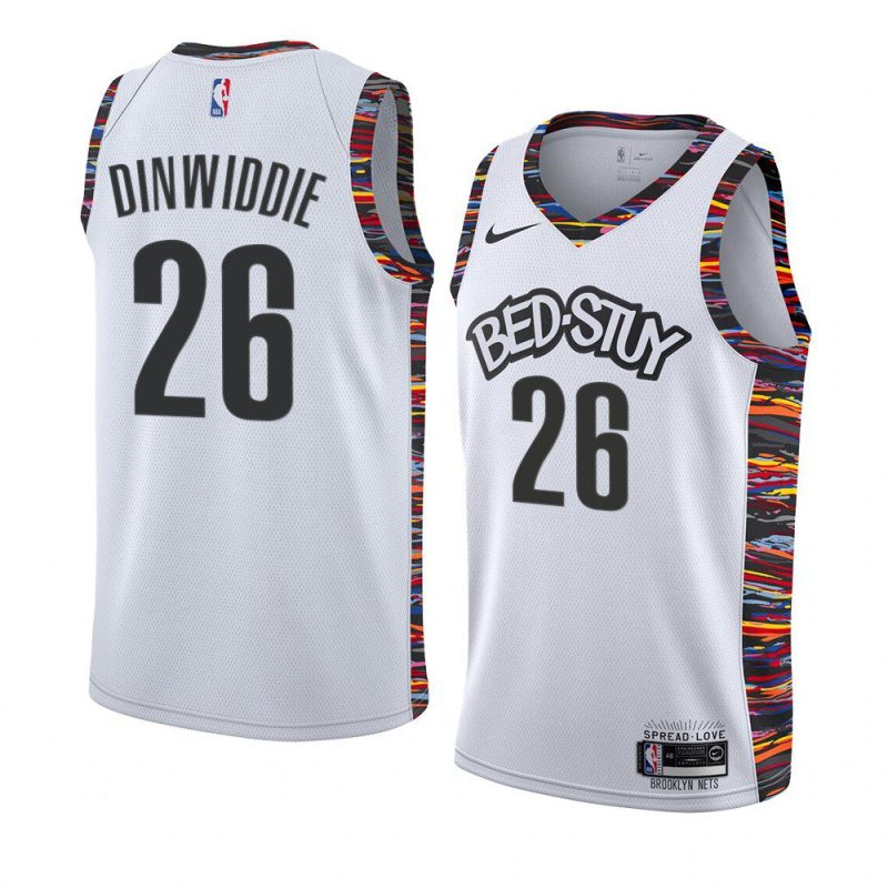 spencer dinwiddie nba nets jersey city edition white men's 2019 20