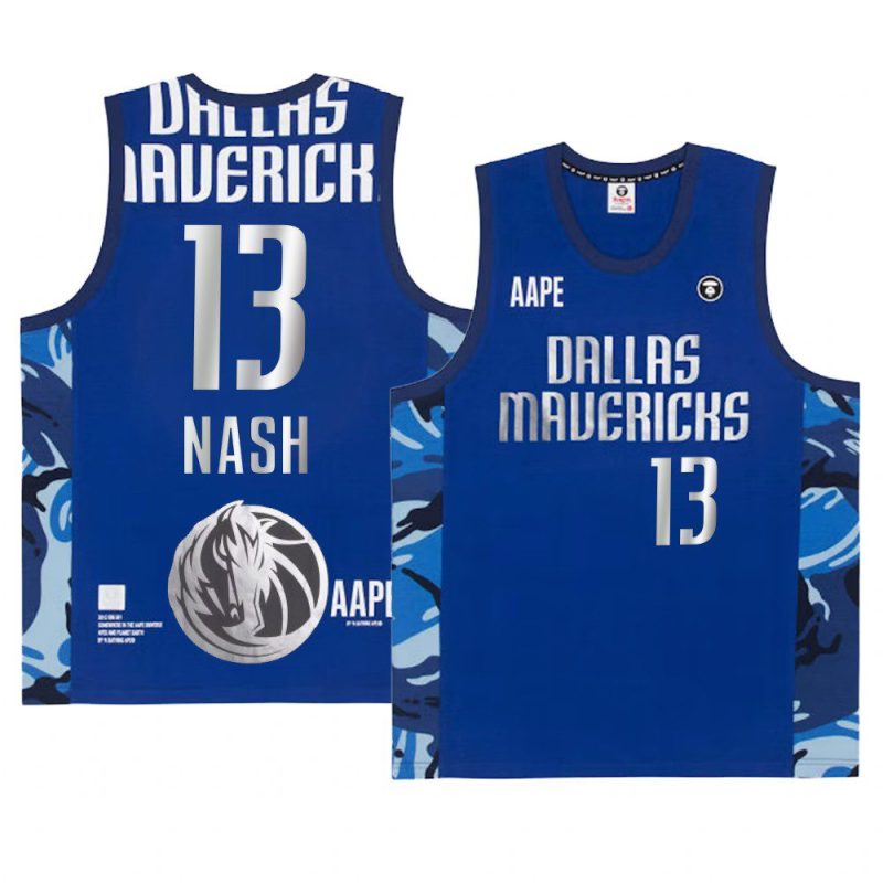 steve nash fashion tank top aape x nba style ape face blue