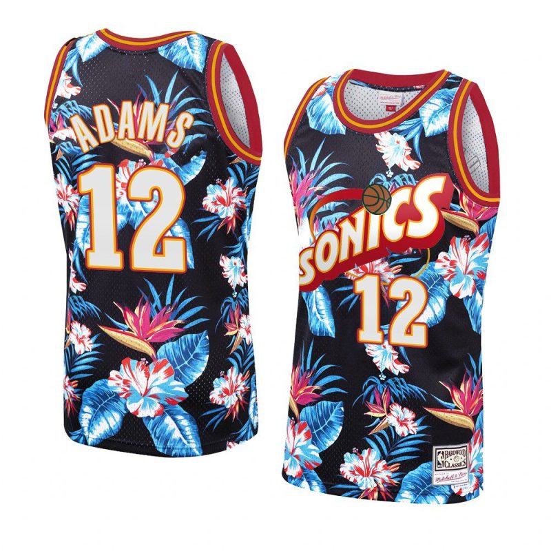 steven adams black floral fashion jersey