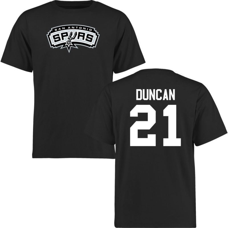 tim duncan short sleeved t shirt black jersey