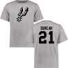 tim duncan short sleeved t shirt gray jersey