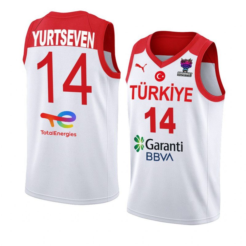 turkey fiba eurobasket 2022 omer yurtseven white home jersey