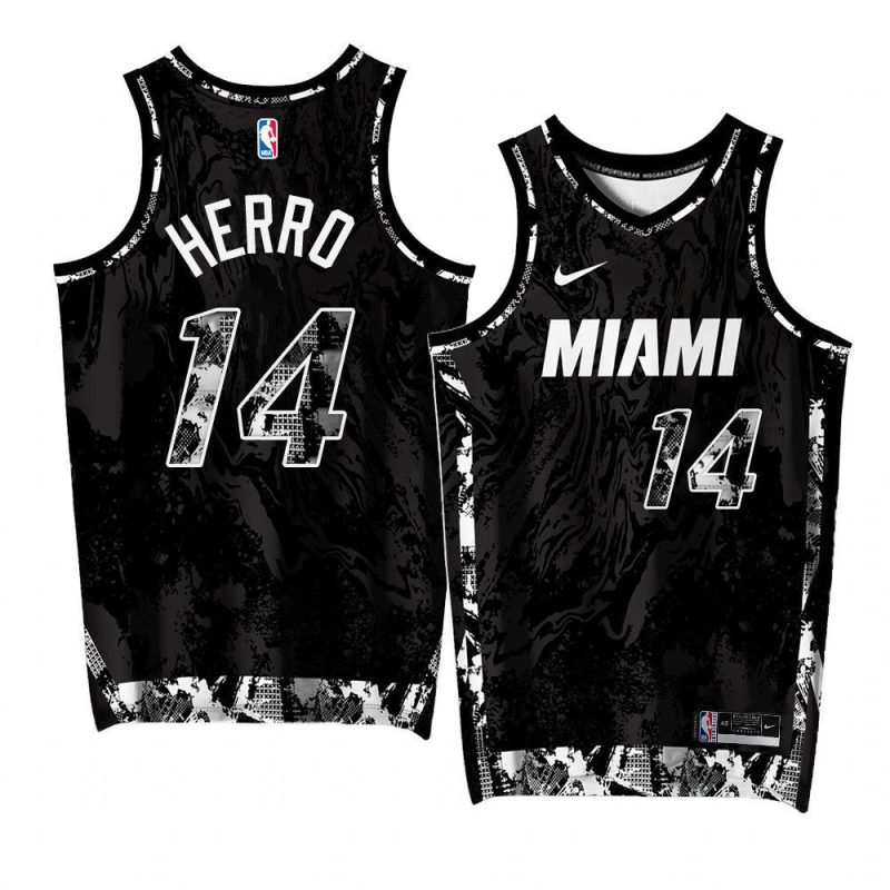 tyler herro heat ftx arena blackjersey black