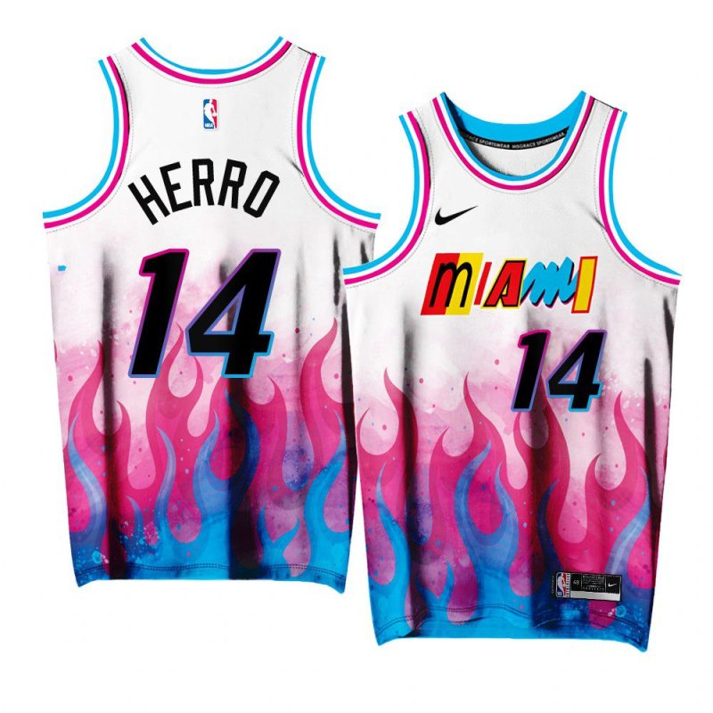 tyler herro heat mashup flames exclusive editionjersey white