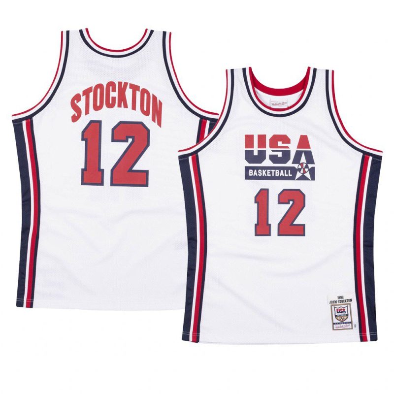 usa basketball 1992 olympics basketball john stockton white authentic jersey