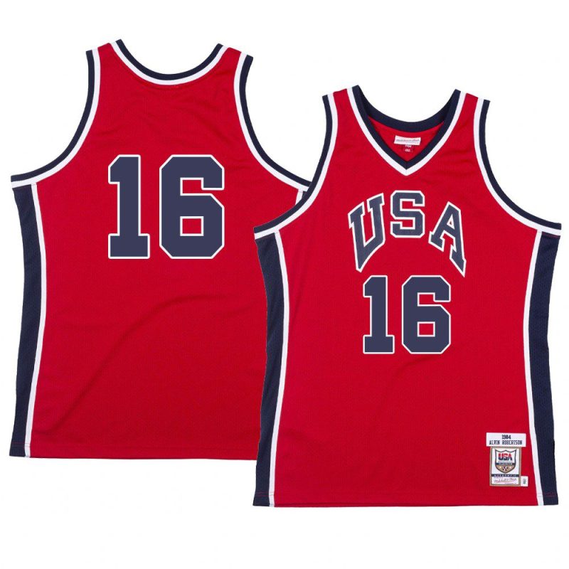 usa team 1984 olympics alvin robertson red authentic jersey