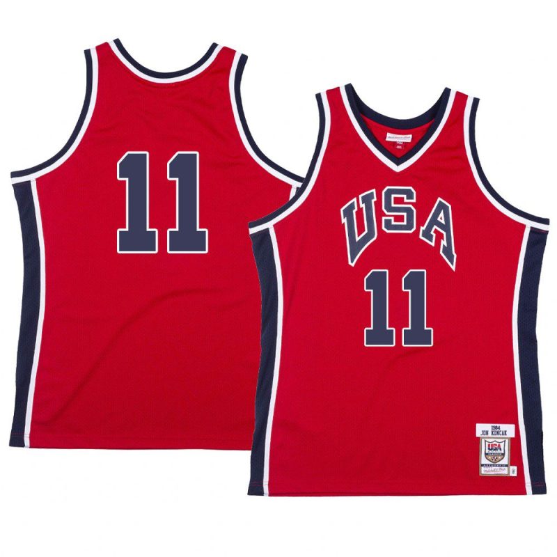 usa team 1984 olympics jon koncak red authentic jersey