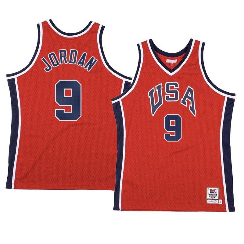 usa team 1984 olympics michael jordan red jersey