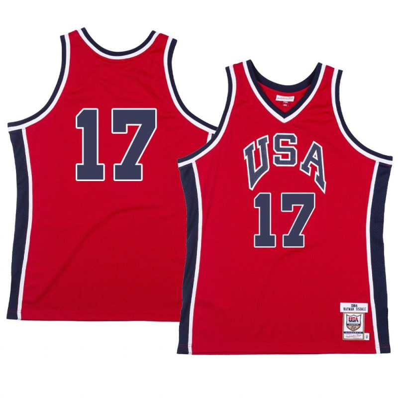 usa team 1984 olympics wayman tisdale red authentic jersey