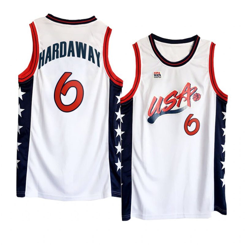 usa team 1996 olympics basketball anfernee hardaway white jersey