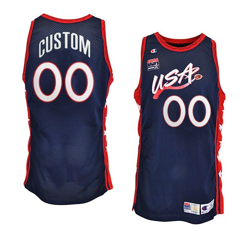 usa team 1996 olympics basketball custom navy jersey