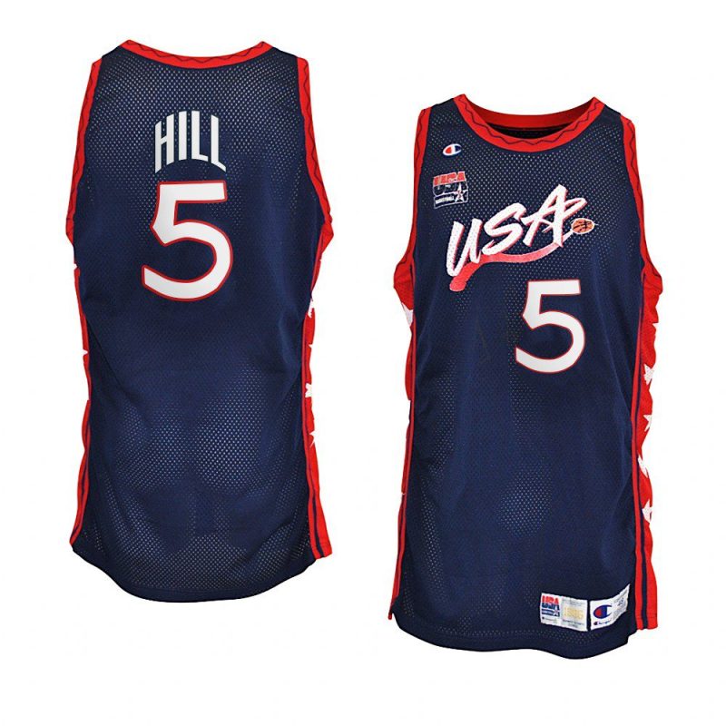 usa team 1996 olympics basketball grant hill navy jersey