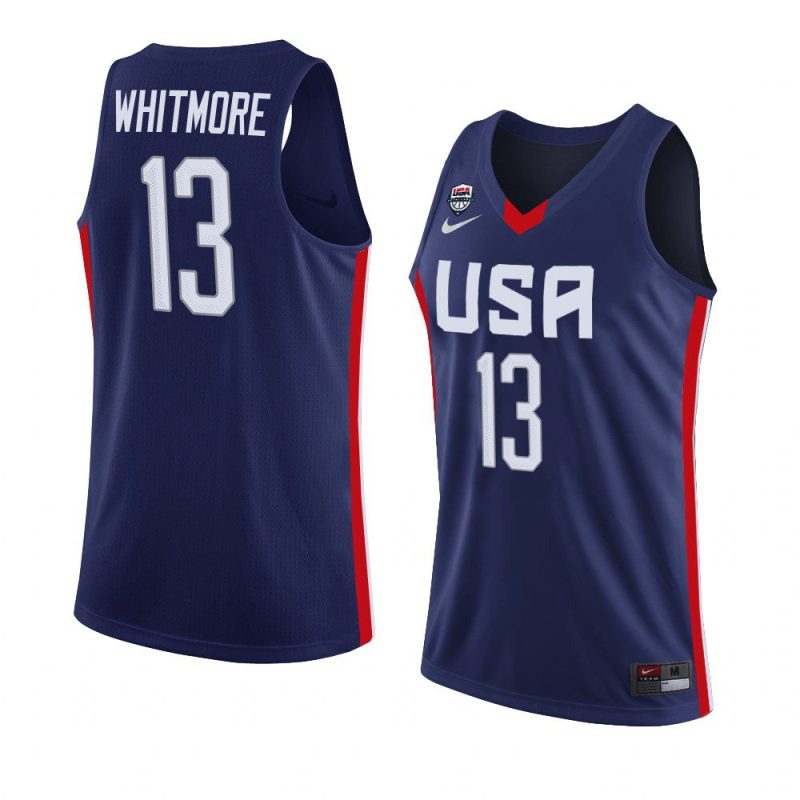 usa team 2022 fiba u18 americas champion cam whitmore navy jersey