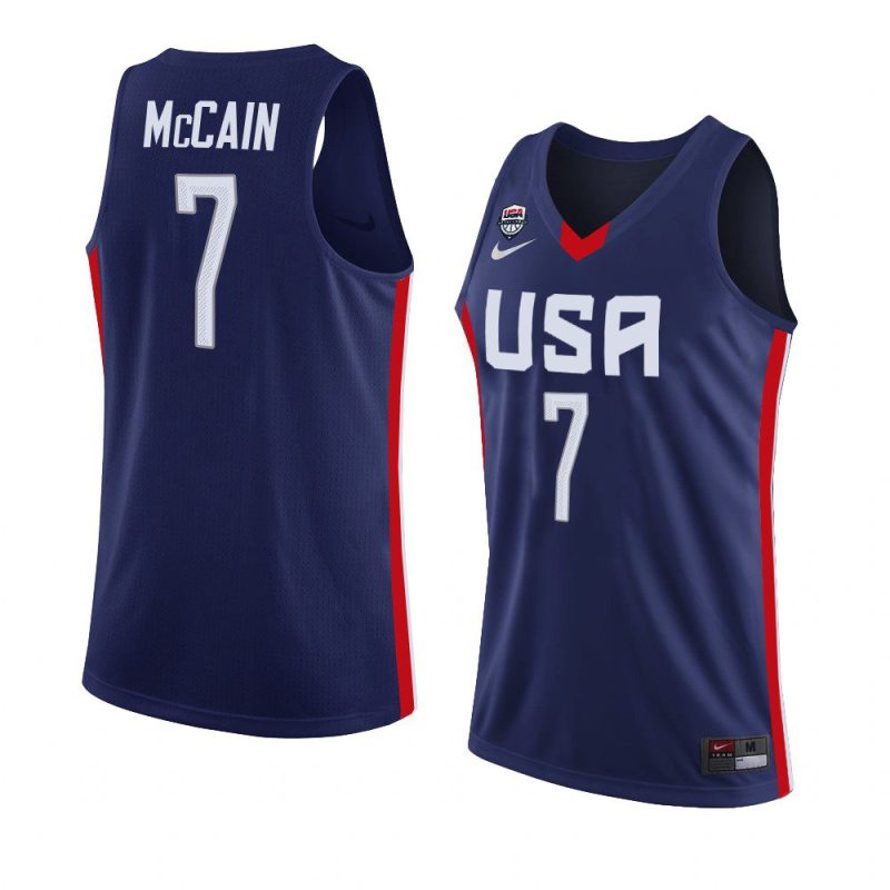 usa team 2022 fiba u18 americas champion jared mccain navy jersey