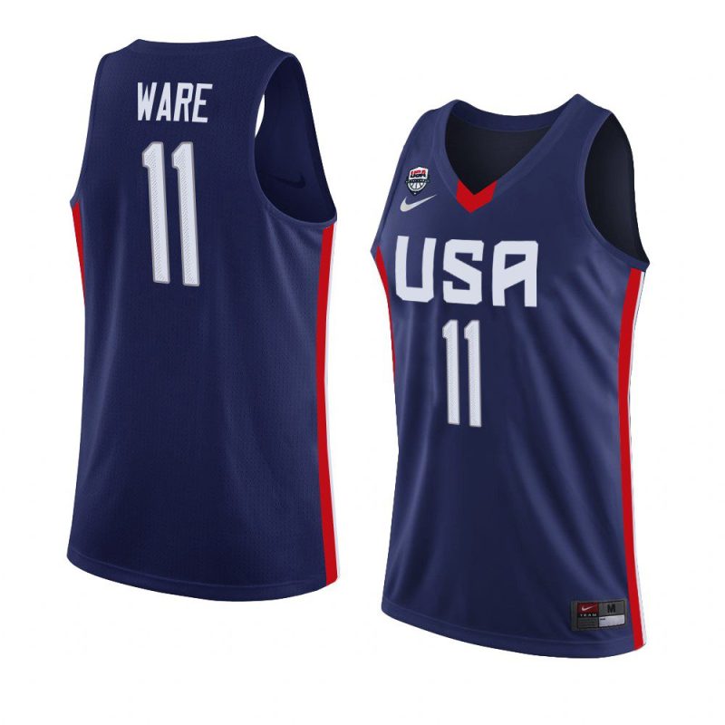 usa team 2022 fiba u18 americas champion kel'el ware navy jersey