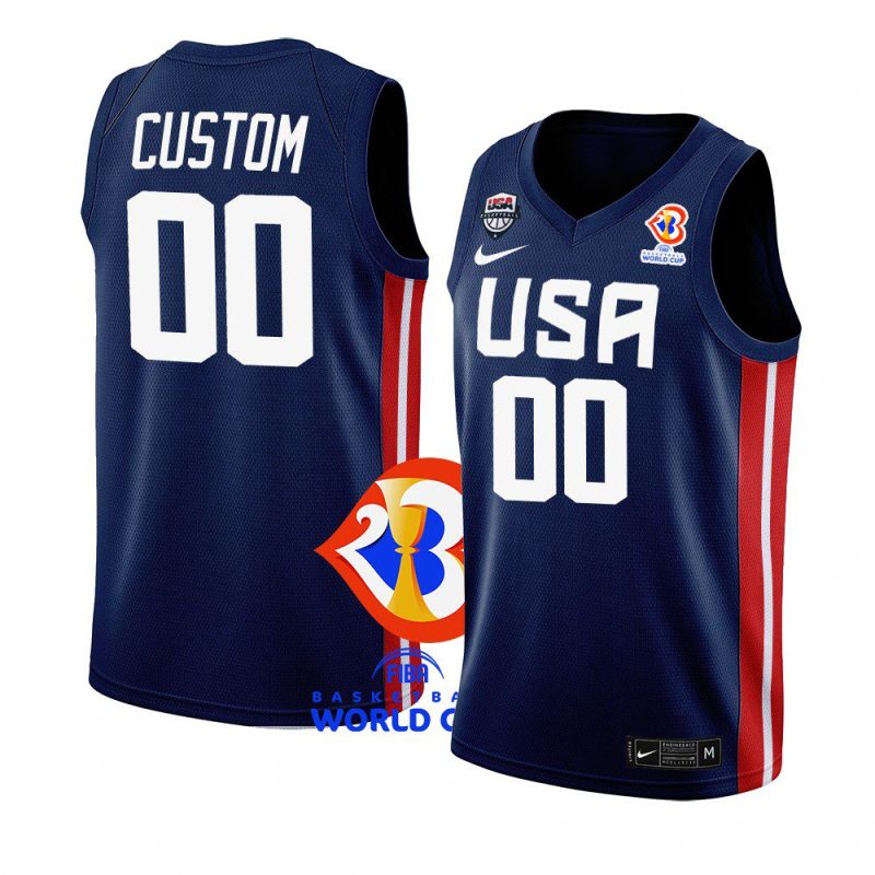 usa team 2023 fiba basketball world cup custom navy away jersey