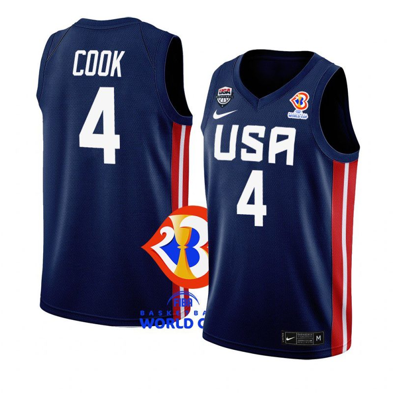 usa team 2023 fiba basketball world cup quinn cook navy away jersey