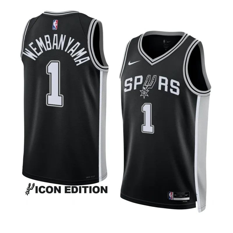 victor wembanyama spursjersey icon edition black2023 nba draft