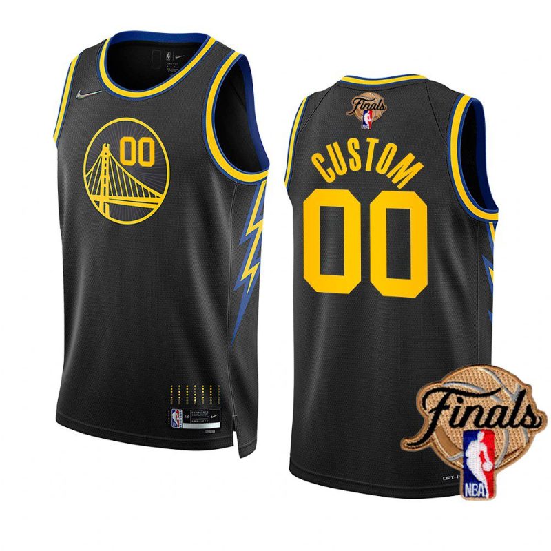 warriors custom 2022 nba finals blackgold blooded jersey